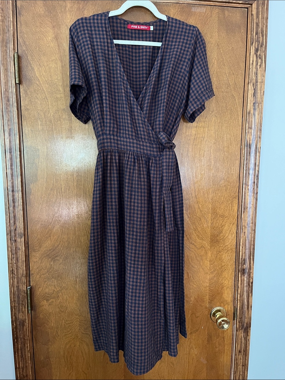 Pyne and Smith Gingham Linen Wrap Dress